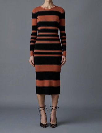 Le Superbe Rugby Kate Midi Dress In Orange And Black