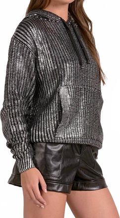 Elan Metallic Hoodie In Silver