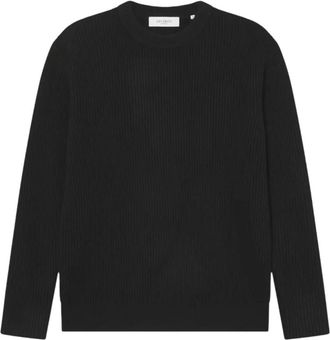 Les Deux Eddie Wool Rib Crewneck Knit - Heren - Ronde hals truien - Zwart - XL - Wol - Truien & Vesten