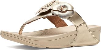 FitFlop Lulu Flower Toe-post Sandals Womens Wedge Shoes Platino : 10 M (B), Synthetic