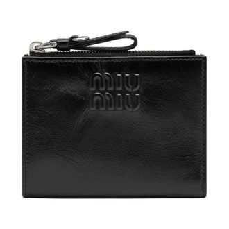 Miu Miu Kleine portemonnee van leer - Dames - Portefeuilles - Zwart - ONE Size - Leer - Accessoires