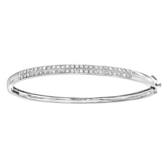 Diamant L'éternel Womens 9ct White Gold Half Carat Diamond Pave Set Bangle - One Size