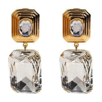 Alessandra Rich Oorclips met Kristallen - Dames - Oorbellen - Geel - ONE Size - Accessoires