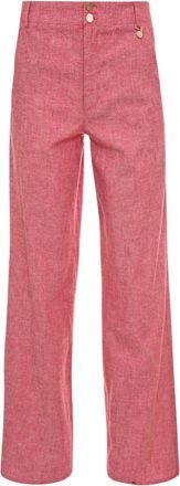 ZiZo Jaylan Pant - Dames - Wijde Broeken - Rood - L - Linnen - Broeken