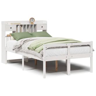 Berkfield Home Bookcase Bed without Mattress White 135x190 cm Doouble Solid Wood Pine