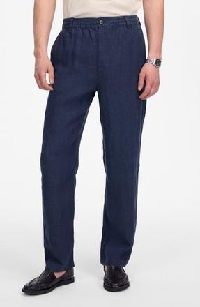 Madewell Elastic Waist Straight Leg Linen Pants in Dark Indigo at Nordstrom Rack, Size Xx-Large