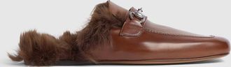 Gucci Mens Casanova Slipper, Brown, Leather
