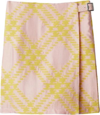 Burberry Sherbet Check Linnen Rok - Dames - Korte rokken - Veelkleurig - 2XS - Linnen - Rokken
