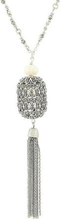 Lucky Brand Pave and Pearl Pendant Womens Necklace Womens Necklace Silver