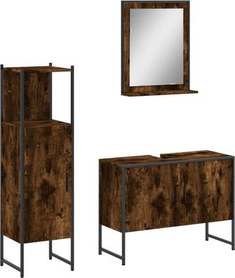 vidaXL Vidaxl - Set de muebles baño 3 pzas madera contrachapada roble ahumado