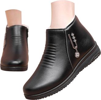 Generic ladies ankle boots size 5 Winter Boots Women UK Wide Fit Waterproof Shoes Fur Lined Wellies Ladies Leather Wedge Ankle Boot Arch Support Orthopedic Sh