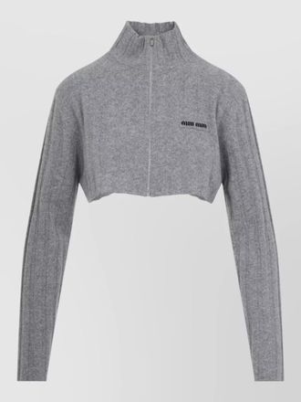 Miu Miu cropped knit cardigan high neck long sleeves