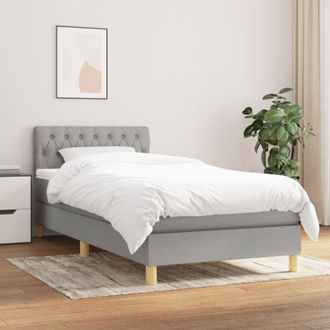 vidaXL Cama Box Spring Con Colch&oacute;n Tela Gris Claro 90x190 Cm Vidaxl