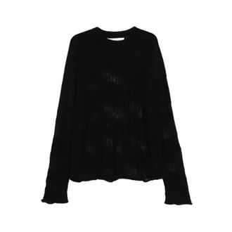 Isabel Benenato Round-neck Knitwear, male, Black, Size: L Crew Neck Sweater