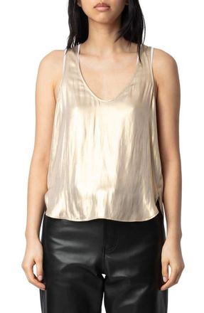 Zadig&Voltaire Tarys Satin Tank in Gold at Nordstrom, Size Medium