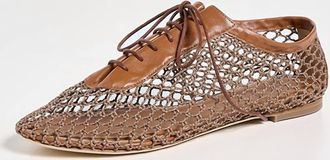 Staud Womens Kit Lace Up Flat In Tan