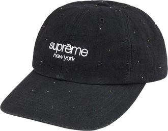 SUPREME SS26 Sequin Denim Classic Logo 6-Panel Black SUP-SS26-1065-BLK