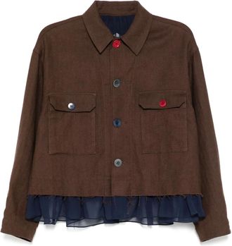 Undercover panel detailing jacket - women - Linen/Flax/Polyester/Cotton - 1 - Brown