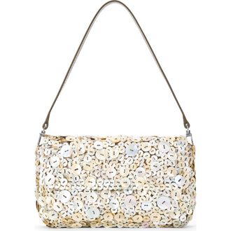 Staud Timmy Sequin Convertible Shoulder Bag in Mother Of Pearl at Nordstrom