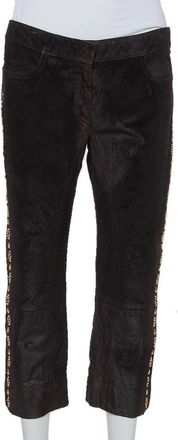 Roberto Cavalli Brown Leather Vintage Cropped Trousers