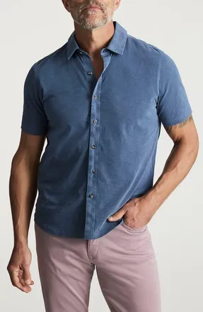 34 Heritage Short Sleeve Slub Cotton Jersey Button-Up Shirt in Vintage Indigo at Nordstrom, Size Xx-Large