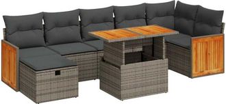 vidaXL Juego De Sof&aacute;s Jard&iacute;n Con Cojines 5 Pzas Rat&aacute;n Sint&eacute;tico Gris Vidaxl