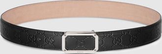 Gucci Signature Belt, Black, Logo Leather