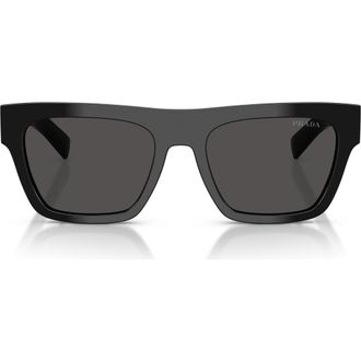 Prada 54mm Rectangular Sunglasses in Black /Dark Grey at Nordstrom