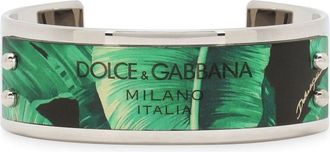 Dolce & Gabbana Banano-print open-cuff bracelet - men - Brass - One Size - Silver