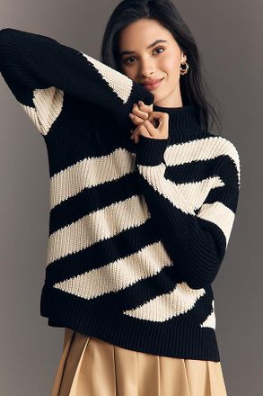 Anthropologie Maeve Long-Sleeve Diagonal Stripe Sweater