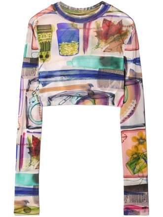 Off-white T-shirt crop X-ray semi trasparente - Toni neutri