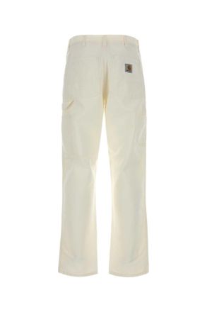 Carhartt Work in Progress Mens White Cotton Single Knee Pant Waxrinsed Exterior: Pantaloni