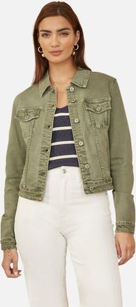 Yumi Stretch Cotton Denim Jacket in Green at Nordstrom, Size 12