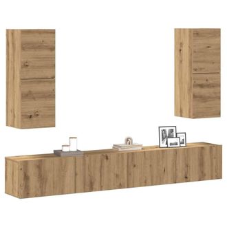 Berkfield Home 4 Piece TV Cabinet Set Wall-mounted Artisan Oak Engineered Wood in Brown