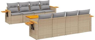 vidaXL Set De Sof&aacute;s De Jard&iacute;n 9 Pzas Con Cojines Rat&aacute;n Sint&eacute;tico Beige Vidaxl
