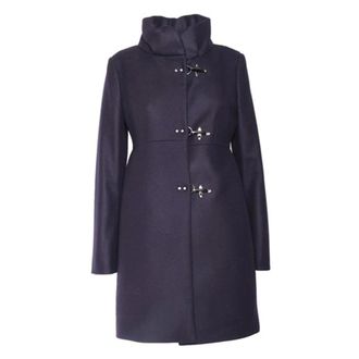Fay Single-Breasted Coats, female, Blue, Size: XL Wool Single-Breasted Coat