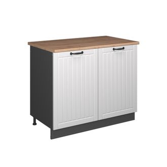 Vicco Mueble Bajo Para Fregadero Fame-line, Blanco Casa De Campo/antracita, 100 Cm, Et Roble, Vicco