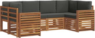 vidaXL Conjunto De Sof&aacute;s De Exterior 6 Uds. Natural Y Antracita Vidaxl