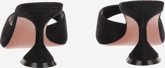 Amina Muaddi Womens Slipper Heels Lupita 70 Black Suede