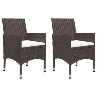 Berkfield Home Comfortable 3 Piece Garden Bistro Set Poly Rattan & Tempered Gl in Brown