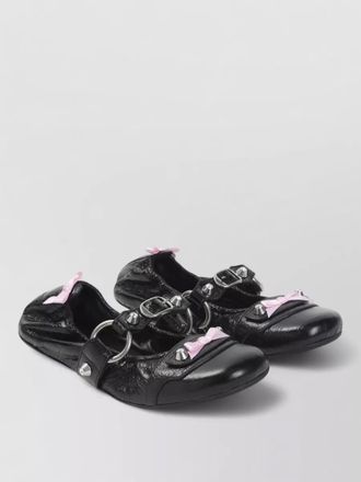 Balenciaga city flat sandals bow studs texture