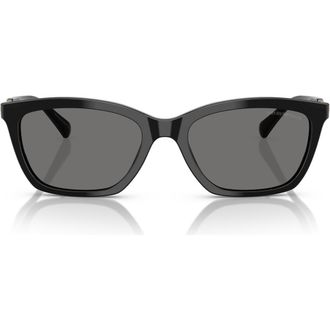 Emporio Armani 54mm Cat Eye Sunglasses in Shiny Black /Dark Grey Polar at Nordstrom