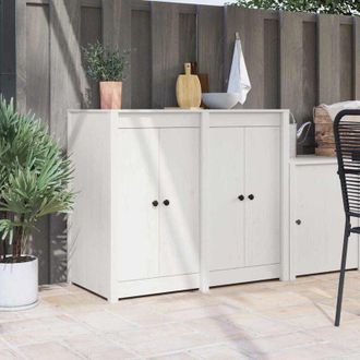 vidaXL Puerta De Cocina Con Puerta 2 Pcs Blanco 50 X 9 X 82 Cm Vidaxl