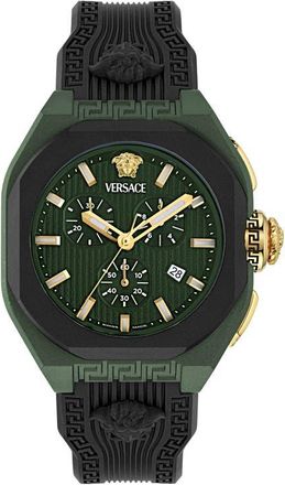 Versace V-Legend Chronograph Ceramic Strap Watch, 44mm in Green/Black at Nordstrom