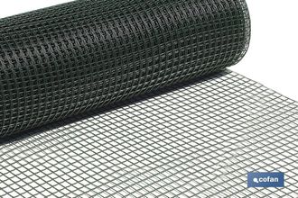 cofan Malla Plast. Cuadrada Jardin 20mm Verde 1x25m, Rollo De Malla En Pvc En Color Verde, El Tama&ntilde;o O Dimensi&oacute;n Del Cuadrado Es De 20 Mm De Lado. Se Vende 