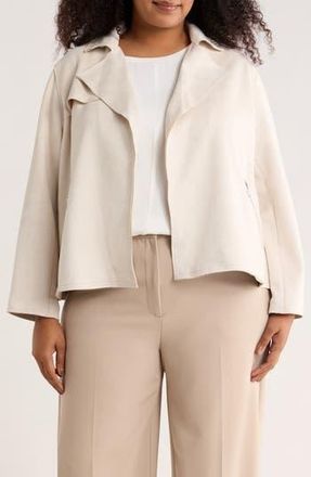 JANE + MERCER Faux Suede Open Front Jacket in Ecru at Nordstrom Rack, Size 1 X