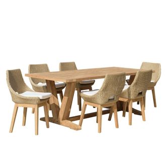 Macabane Muebles de jard&iacute;n de teca y rat&aacute;n recuperados. 6 plazas