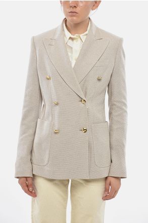 Max Mara Giacca VANADIO Doppiopetto Sfoderata in Cotone con Bottoni Effetto Dorati Max Mara