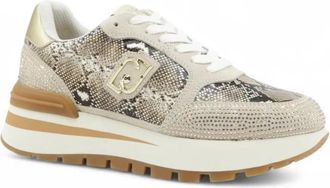 Liu Jo Sneakers met slangenprint en strass - Dames - Sneakers - Beige - 41 EU - Leer - Schoenen