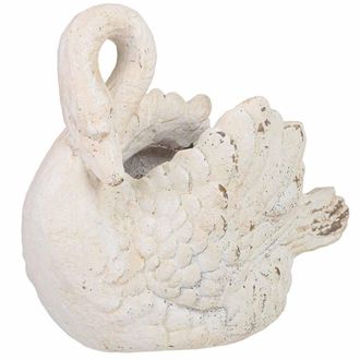 Wanderlust Deco Macetero De Cisne De Resina Blanco 43.5x21.5x34h Cm
